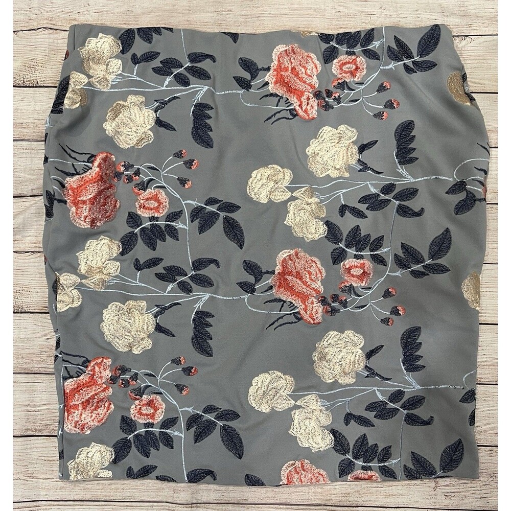 ECI New York Women's Blue Embroidered Floral Pencil Skirt Stretch Plus Size 24W